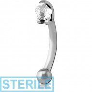 STERILE SURGICAL STEEL JEWELLED EYEBROW BANANA (FLOWER 3 MM)