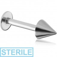 STERILE SURGICAL STEEL MICRO LABRET WITH CONE PIERCING