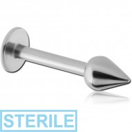 STERILE SURGICAL STEEL MICRO LABRET WITH TEAR DROP CONE PIERCING