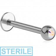 STERILE SURGICAL STEEL JEWELLED MICRO LABRET PIERCING