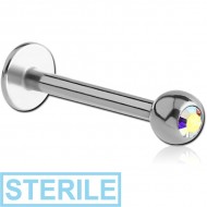 STERILE SURGICAL STEEL OPITMA CRYSTAL JEWELLED MICRO LABRET PIERCING