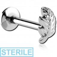 STERILE SURGICAL STEEL MICRO LABRET WITH ATTACHMENT - LEAF PIERCING