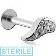 STERILE SURGICAL STEEL MICRO LABRET WITH ATTACHMENT - WING PIERCING