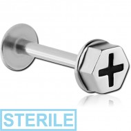 STERILE SURGICAL STEEL MICRO LABRET WITH ATTACHMENT - SCREW HEAD PIERCING