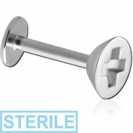 STERILE SURGICAL STEEL MICRO LABRET WITH ATTACHMENT - SCREW HEAD PIERCING