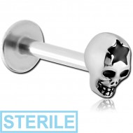 STERILE SURGICAL STEEL MICRO LABRET WITH ATTACHMENT - SKULL PIERCING
