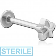 STERILE SURGICAL STEEL MICRO LABRET WITH ATTACHMENT - STAR PIERCING