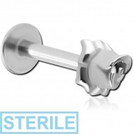 STERILE SURGICAL STEEL MICRO LABRET WITH ATTACHMENT - FLOWER PIERCING