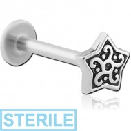 STERILE SURGICAL STEEL MICRO LABRET WITH ATTACHMENT - FILIGREE STAR PIERCING