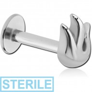 STERILE SURGICAL STEEL MICRO LABRET WITH ATTACHMENT - FLAMES