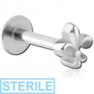 STERILE SURGICAL STEEL MICRO LABRET WITH ATTACHMENT - FLEUR DE LIS