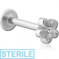 STERILE SURGICAL STEEL MICRO LABRET WITH ATTACHMENT - FLOWER PIERCING