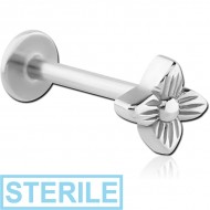 STERILE SURGICAL STEEL MICRO LABRET WITH ATTACHMENT - FLOWER PIERCING