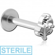 STERILE SURGICAL STEEL MICRO LABRET WITH JEWELLED ATTACHMENT - FLOWER