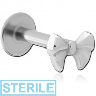 STERILE SURGICAL STEEL MICRO LABRET WITH ATTACHMENT - BOW PIERCING