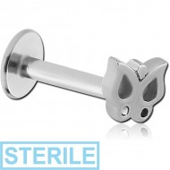 STERILE SURGICAL STEEL MICRO LABRET WITH ATTACHMENT - BUTTERFLY PIERCING