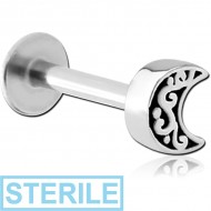 STERILE SURGICAL STEEL MICRO LABRET WITH ATTACHMENT - CRECENT PIERCING