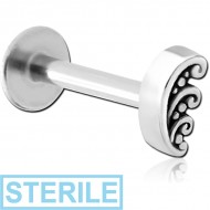 STERILE SURGICAL STEEL MICRO LABRET WITH ATTACHMENT - FILIGREE PIERCING