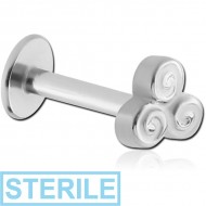 STERILE SURGICAL STEEL MICRO LABRET WITH ATTACHMENT - TRISQUEL PIERCING
