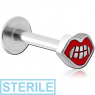 STERILE SURGICAL STEEL MICRO LABRET WITH ATTACHMENT - TEETH PIERCING