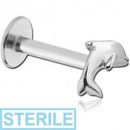 STERILE SURGICAL STEEL MICRO LABRET WITH ATTACHMENT - DOLPHIN PIERCING