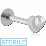 STERILE SURGICAL STEEL MICRO LABRET WITH ATTACHMENT - HEART PIERCING