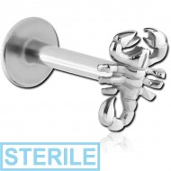 STERILE SURGICAL STEEL MICRO LABRET WITH ATTACHMENT - SCORPION PIERCING