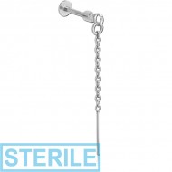 STERILE SURGICAL STEEL TRAGUS MICRO LABRET WITH CHARM PIERCING