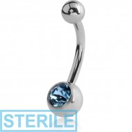 STERILE SURGICAL STEEL SWAROVSKI CRYSTAL JEWELLED MICRO NAVEL BANANA PIERCING