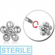 STERILE SURGICAL STEEL MICRO THREADED JEWELLED FLOWER ATTACHMENT PIERCING
