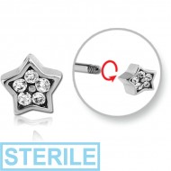 STERILE SURGICAL STEEL MICRO THREADED JEWELLED STAR ATTACHMENT PIERCING