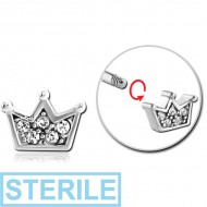 STERILE SURGICAL STEEL MICRO THREADED JEWELLED CROWN ATTACHMENT PIERCING