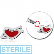 STERILE SURGICAL STEEL MICRO ATTACHMENT FOR 1.2MM THREADED PINS - HEART PIERCING