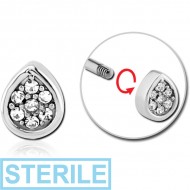 STERILE SURGICAL STEEL MICRO THREADED JEWELLED ATTACHMENT - DROP PIERCING