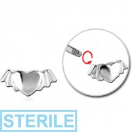 STERILE SURGICAL STEEL MICRO THREADED WINGED HEART ATTACHMENT PIERCING