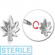 STERILE SURGICAL STEEL MICRO THREADED ATTACHMENT - MARIJUANA LEAF PIERCING