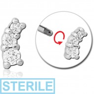STERILE SURGICAL STEEL MICRO THREADED JEWELLED ATTACHMENT PIERCING