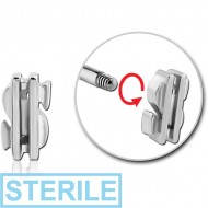 STERILE SURGICAL STEEL MICRO THREADED DOLLAR SIGN ATTACHMENT PIERCING
