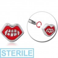 STERILE SURGICAL STEEL MICRO ATTACHMENT FOR 1.2MM THREADED PINS - TEETH PIERCING