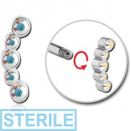 STERILE SURGICAL STEEL MICRO THREADED 5 JEWELS ATTACHMENT PIERCING