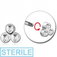 STERILE SURGICAL STEEL MICRO THREADED TRIPPLE JEWELLED ATTACHMENT PIERCING