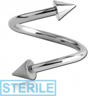STERILE SURGICAL STEEL MICRO BODY SPIRAL WITH CONES PIERCING