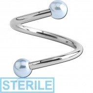 STERILE SURGICAL STEEL MICRO BODY SPIRAL WITH SYNTHETIC PEARLS PIERCING
