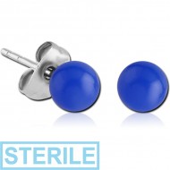 STERILE ACRYLIC NEON BALL EAR STUDS PAIR PIERCING