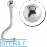 STERILE SURGICAL STEEL 1.2MM THREADING CURVED NOSE STUD WITH BALL