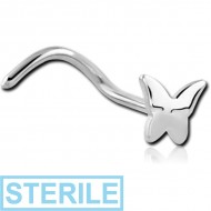 STERILE SURGICAL STEEL BUTTERFLY CURVED NOSE STUD PIERCING