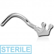 STERILE SURGICAL STEEL CROWN CURVED NOSE STUD PIERCING