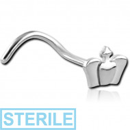 STERILE SURGICAL STEEL CROWN CURVED NOSE STUD