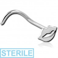 STERILE SURGICAL STEEL LIPS CURVED NOSE STUD PIERCING