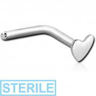 STERILE SURGICAL STEEL HEART 90 DEGREE NOSE STUD